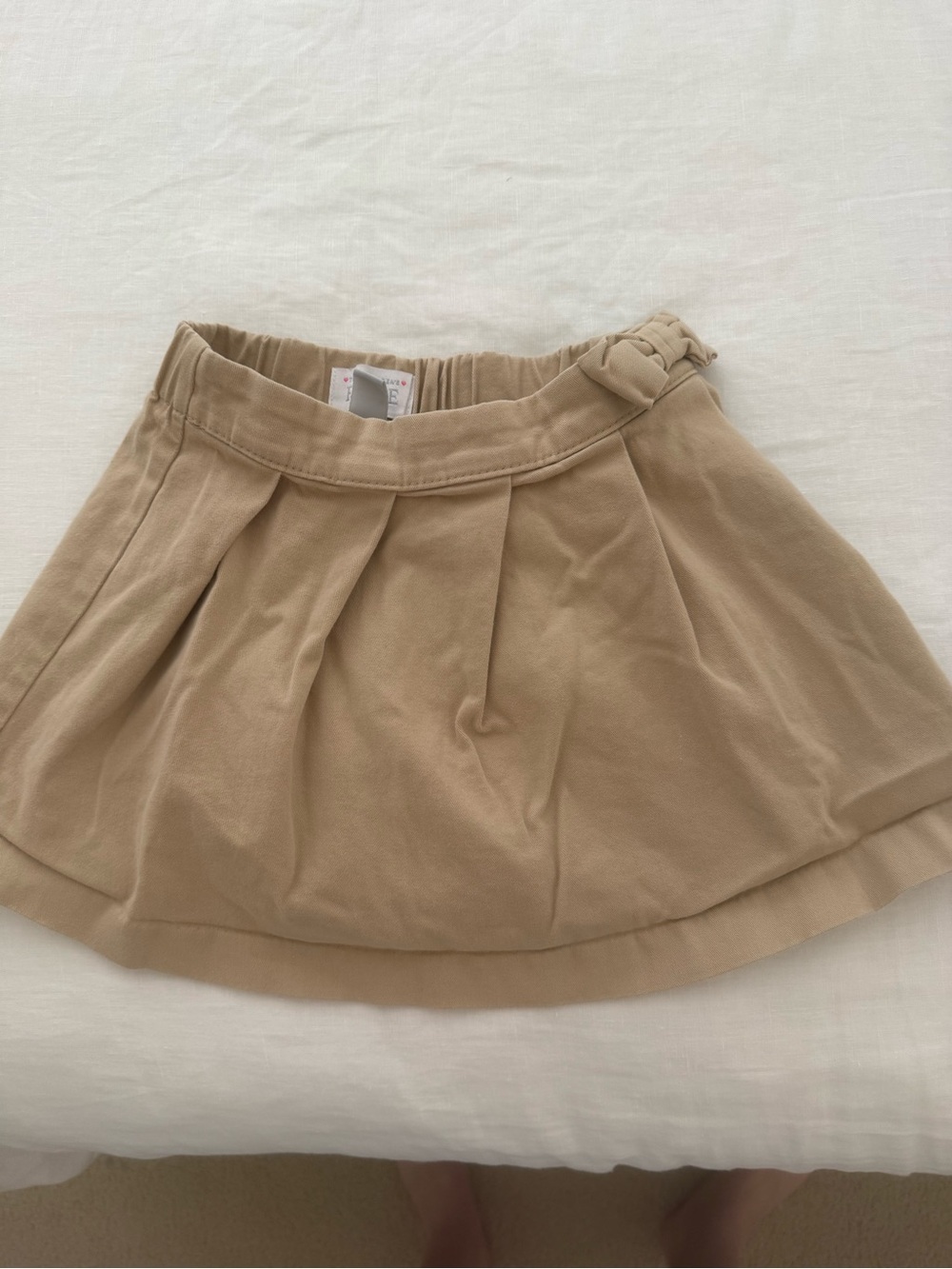 Beige Pleated Kids Skort